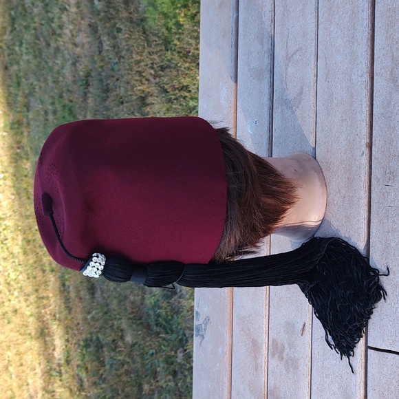 Vtg Zuhrah Shriner Jewelled Ceremonial Hat Genuine Leather Fez Size 7 1/8 - Picture 6 of 11